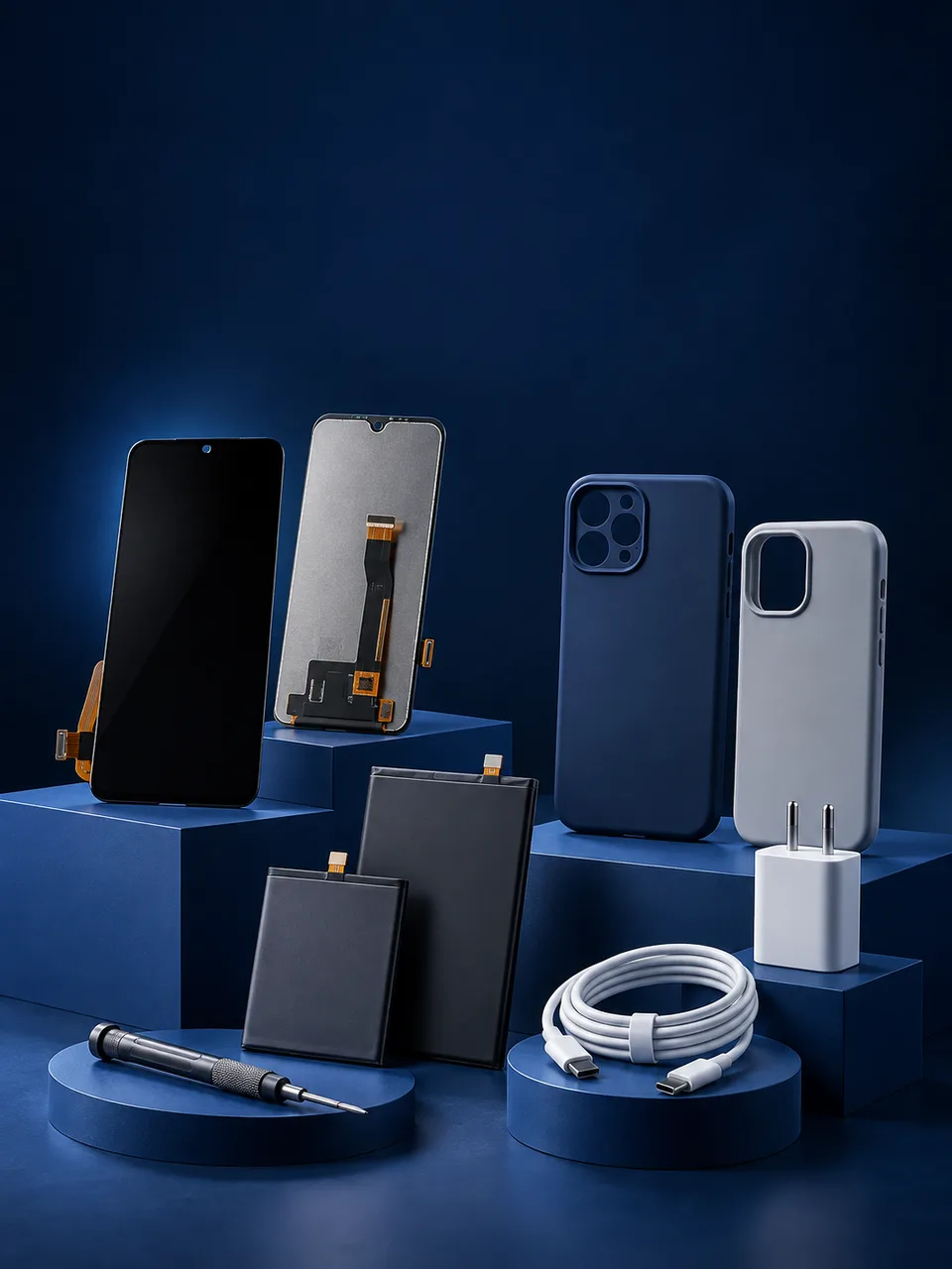 Pantallas, baterías, fundas y accesorios para celulares